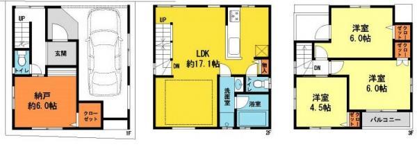 Floor plan. 38,800,000 yen, 3LDK+S, Land area 48.98 sq m , Building area 91.77 sq m