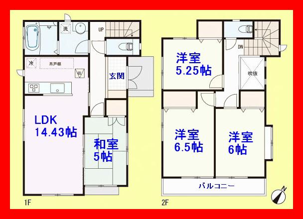 Floor plan. 34,900,000 yen, 4LDK, Land area 93.09 sq m , Building area 91.7 sq m south-facing living room