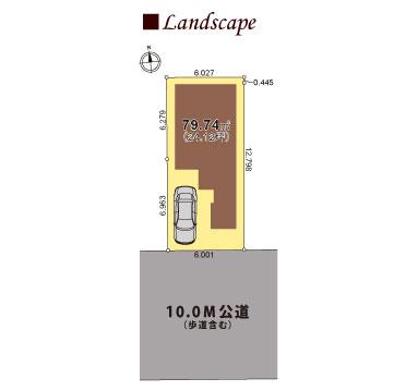 Compartment figure. Land price 24,300,000 yen, Land area 79.74 sq m sectioning view