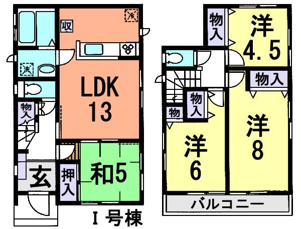 Floor plan. (I Building), Price 25,900,000 yen, 4LDK, Land area 85.66 sq m , Building area 87.77 sq m