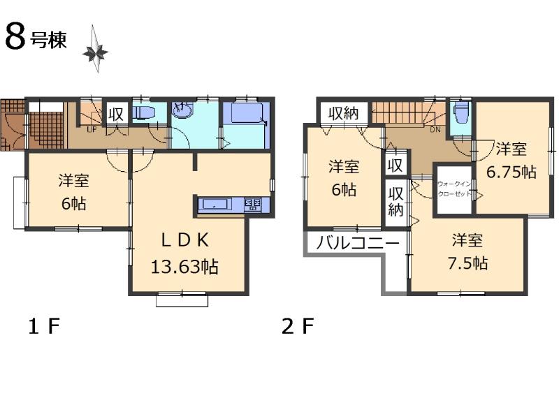 Floor plan. (8 Building), Price 29,800,000 yen, 4LDK, Land area 95.02 sq m , Building area 95.63 sq m