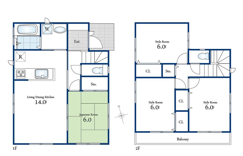Floor plan. (Building 2), Price 35,800,000 yen, 4LDK, Land area 84.61 sq m , Building area 91.08 sq m