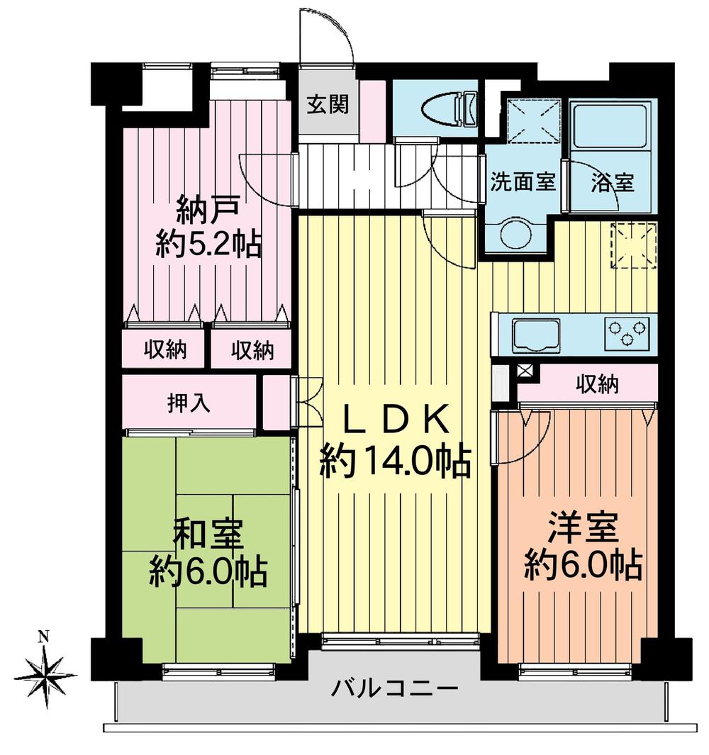 Floor plan. 2LDK + S (storeroom), Price 22,800,000 yen, Occupied area 66.87 sq m , Balcony area 7.63 sq m