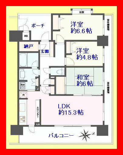 Floor plan. 3LDK, Price 29,800,000 yen, Occupied area 75.07 sq m , Balcony area 14.79 sq m square room