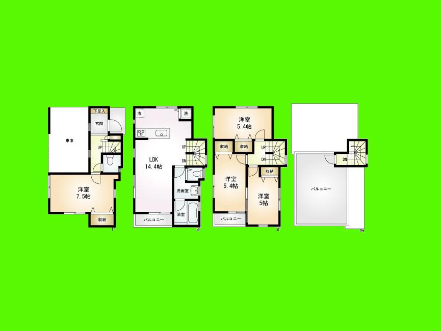 Floor plan. 45,800,000 yen, 4LDK, Land area 59.4 sq m , Building area 108.34 sq m