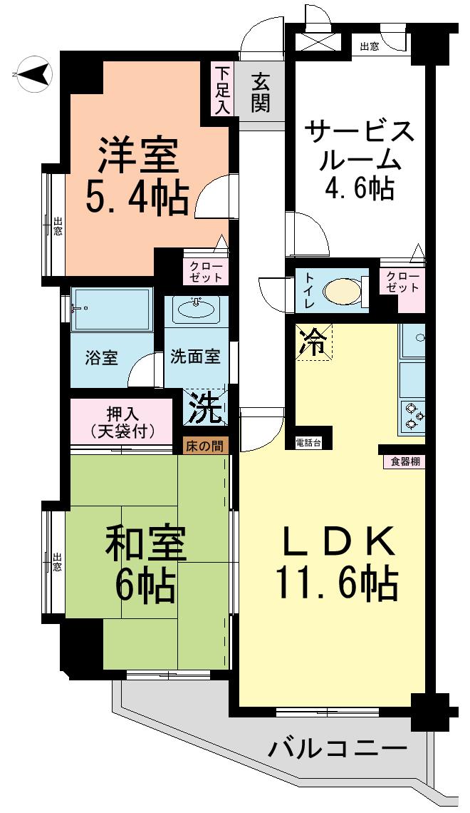Floor plan. 2LDK + S (storeroom), Price 16.8 million yen, Footprint 60.9 sq m , Balcony area 5.68 sq m