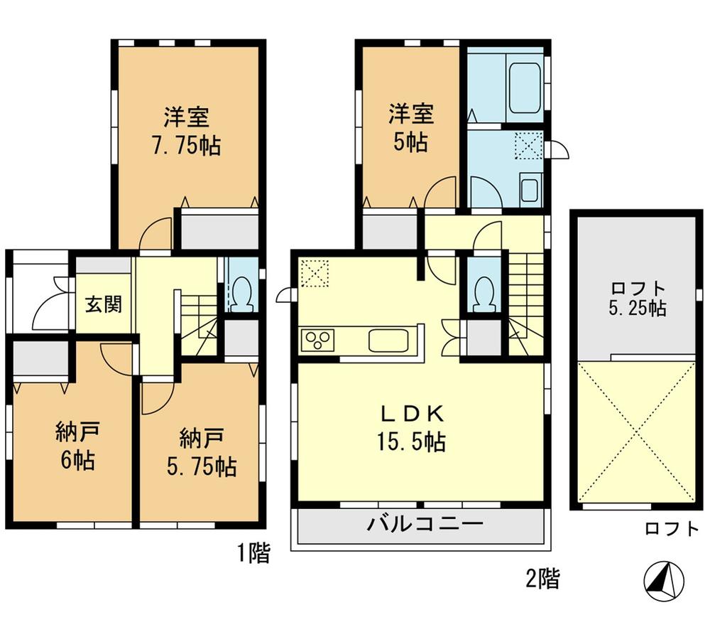 Floor plan. 31,800,000 yen, 4LDK, Land area 91.56 sq m , Building area 92.74 sq m spacious living Loft is also very convenient with