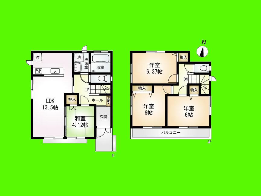 Floor plan. (A Building), Price 27,800,000 yen, 4LDK, Land area 101.2 sq m , Building area 87.14 sq m
