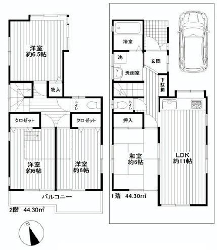 Floor plan. 27.3 million yen, 4LDK, Land area 93.93 sq m , Building area 88.6 sq m