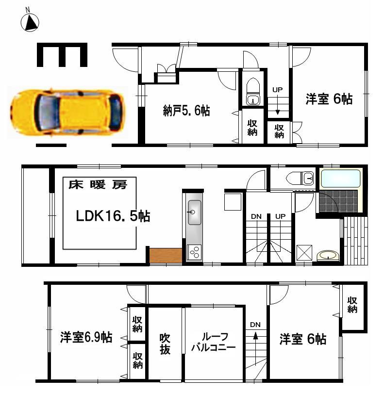 Floor plan. 43,800,000 yen, 4LDK, Land area 70.44 sq m , Building area 116.06 sq m
