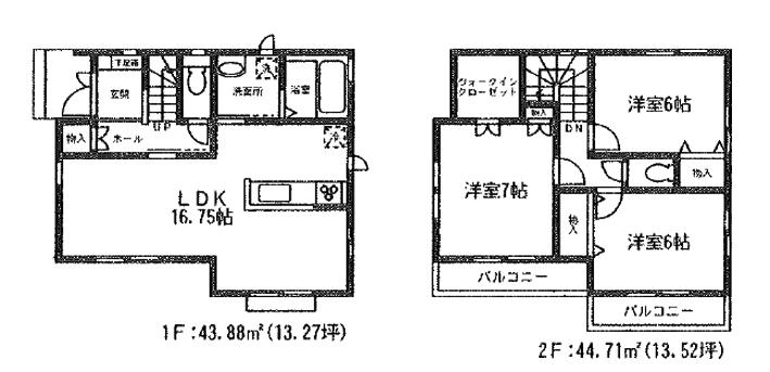 Floor plan. 29,300,000 yen, 3LDK, Land area 89.71 sq m , Building area 88.59 sq m floor plan