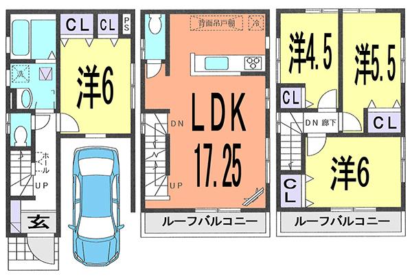 Floor plan. 34,800,000 yen, 4LDK, Land area 59.56 sq m , Building area 103.75 sq m