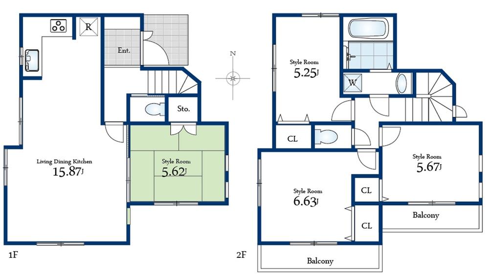 Floor plan. (1 Building), Price 32,800,000 yen, 4LDK, Land area 84.66 sq m , Building area 88.38 sq m