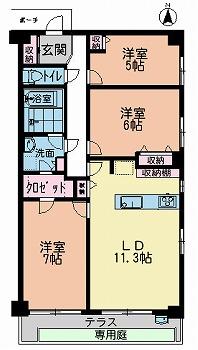 Floor plan. 3LDK, Price 29,800,000 yen, Occupied area 72.45 sq m