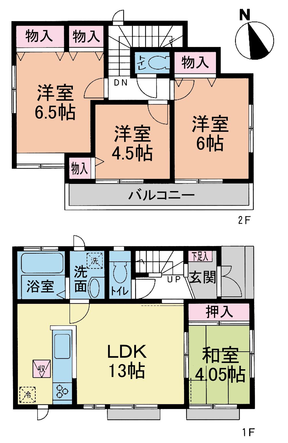 Floor plan. (D Building), Price 36,900,000 yen, 4LDK, Land area 83.14 sq m , Building area 82.59 sq m