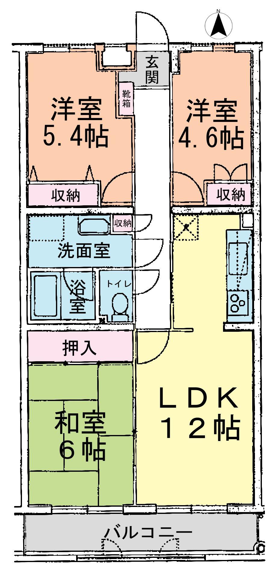 Floor plan. 3LDK, Price 20.5 million yen, Footprint 66.7 sq m , Balcony area 6.96 sq m
