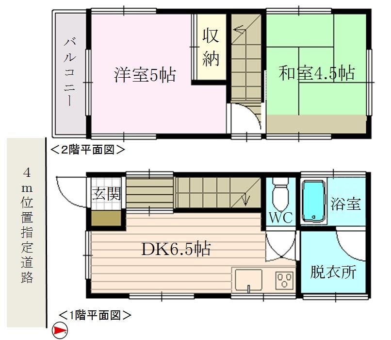 Floor plan. 10.8 million yen, 2DK, Land area 37.91 sq m , Building area 44.14 sq m