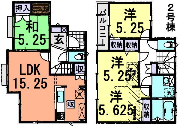 Floor plan. (Building 2), Price 28.8 million yen, 4LDK, Land area 84.31 sq m , Building area 88.18 sq m
