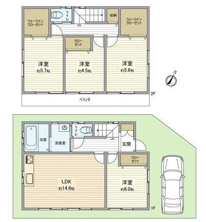 Floor plan. 26,300,000 yen, 4LDK, Land area 91.08 sq m , Building area 95.22 sq m