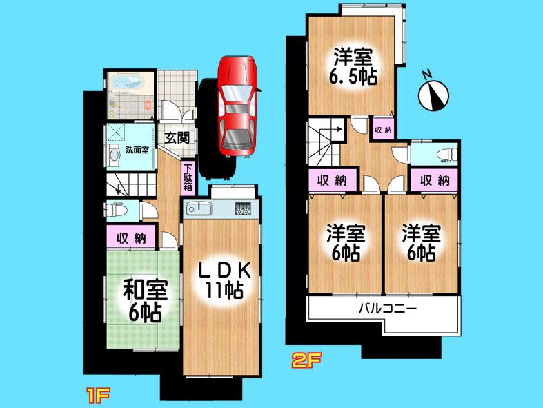 Floor plan. 27.3 million yen, 4LDK, Land area 93.93 sq m , Building area 88.6 sq m  , Yes Car space ◆  Weekdays, It is possible your visit. Contact us, Free dial  [ 0120-40-4771 ]  Until. Nearby properties also will introduce Adachi. First, Please contact us