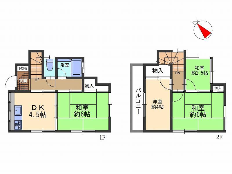 Floor plan. 17.8 million yen, 4DK, Land area 48.34 sq m , Building area 54.64 sq m floor plan