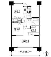 Floor: 2LDK, occupied area: 60.75 sq m