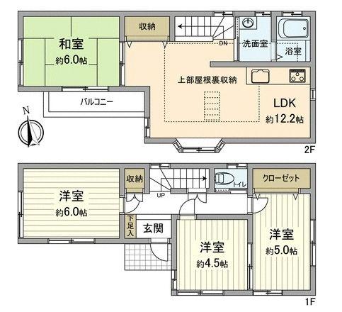 Floor plan. 26,800,000 yen, 4LDK, Land area 71.45 sq m , Building area 77 sq m