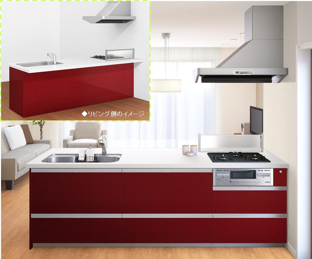 Same specifications photo (kitchen).  [Wide counter kitchen] Is artificial marble counter that gives a bright impression in the kitchen. 