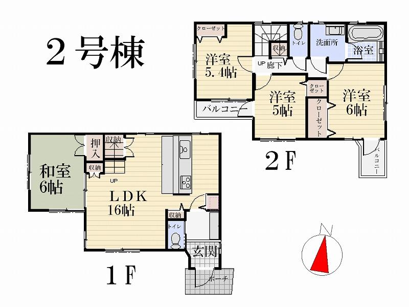 Floor plan. (Building 2), Price 31,800,000 yen, 4LDK, Land area 100.11 sq m , Building area 90.57 sq m