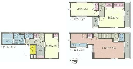 Floor plan. 29,800,000 yen, 3LDK, Land area 56.61 sq m , Building area 80.32 sq m