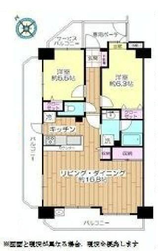 Floor plan. 2LDK, Price 25,800,000 yen, Occupied area 67.23 sq m , Balcony area 19.76 sq m