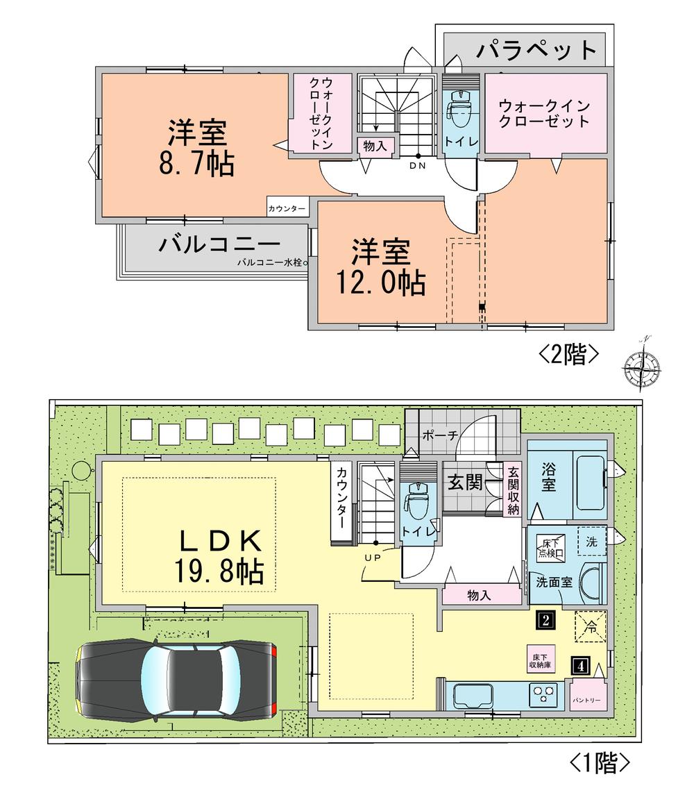 Floor plan. 40,500,000 yen, 2LDK, Land area 93.28 sq m , Building area 99.37 sq m