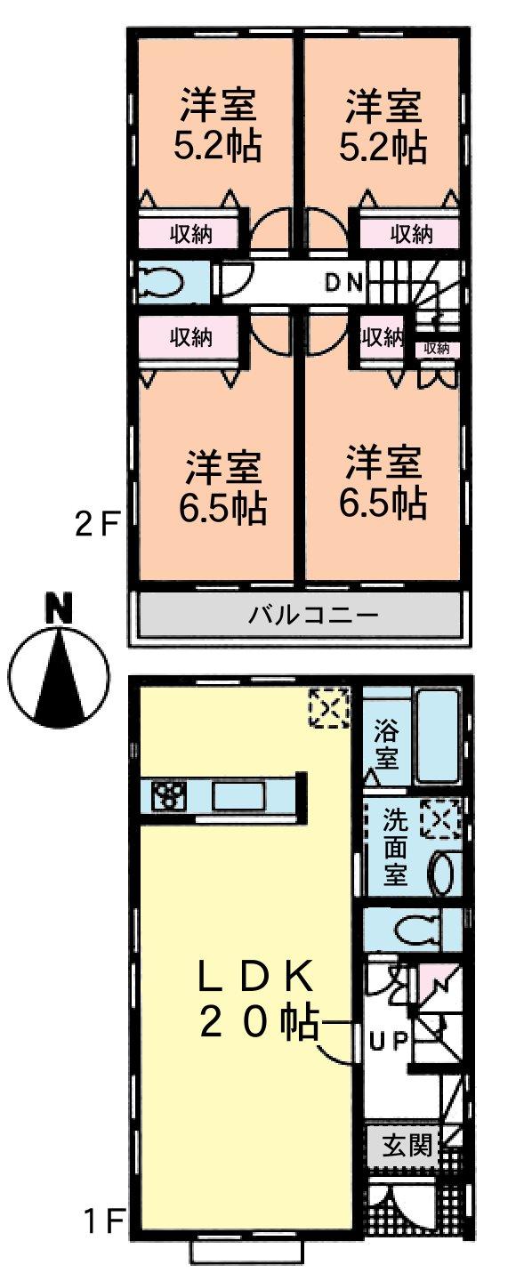 Floor plan. (4 Building), Price 39,800,000 yen, 4LDK, Land area 92.56 sq m , Building area 97.7 sq m