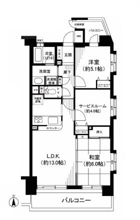 Floor plan. 3LDK, Price 22,900,000 yen, Occupied area 62.82 sq m , Balcony area 13.96 sq m