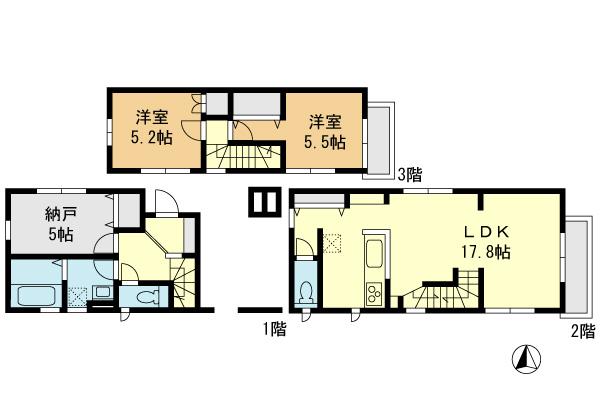 Floor plan. 29,800,000 yen, 2LDK+S, Land area 63.74 sq m , Building area 96.88 sq m