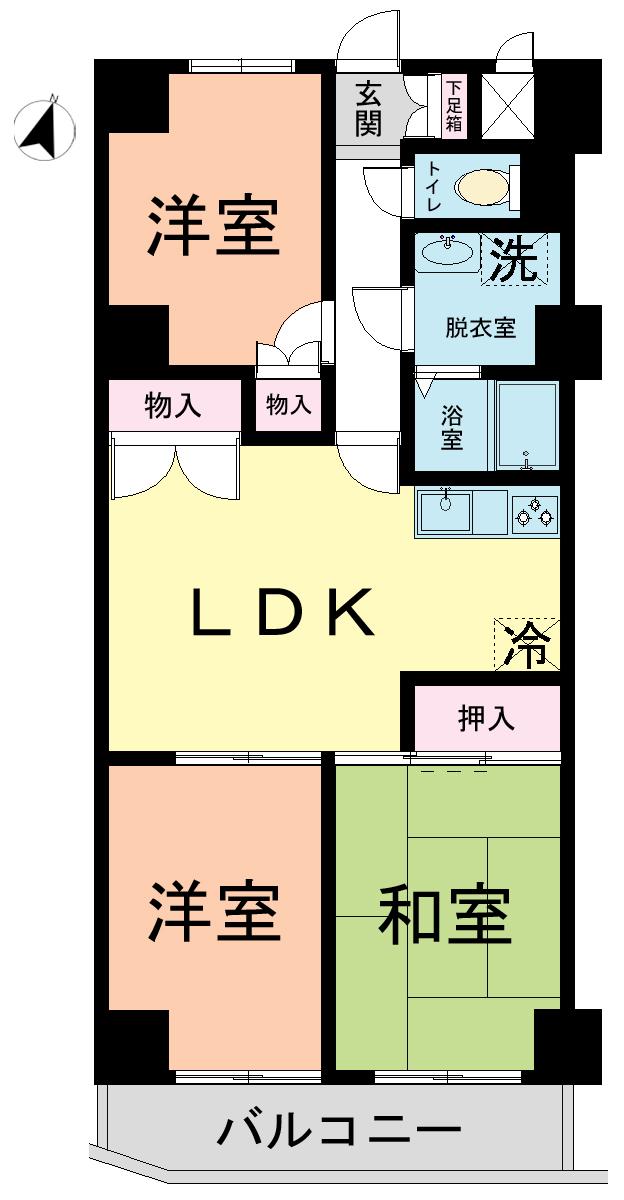 Floor plan. 3LDK, Price 11 million yen, Occupied area 60.45 sq m , Balcony area 5.25 sq m