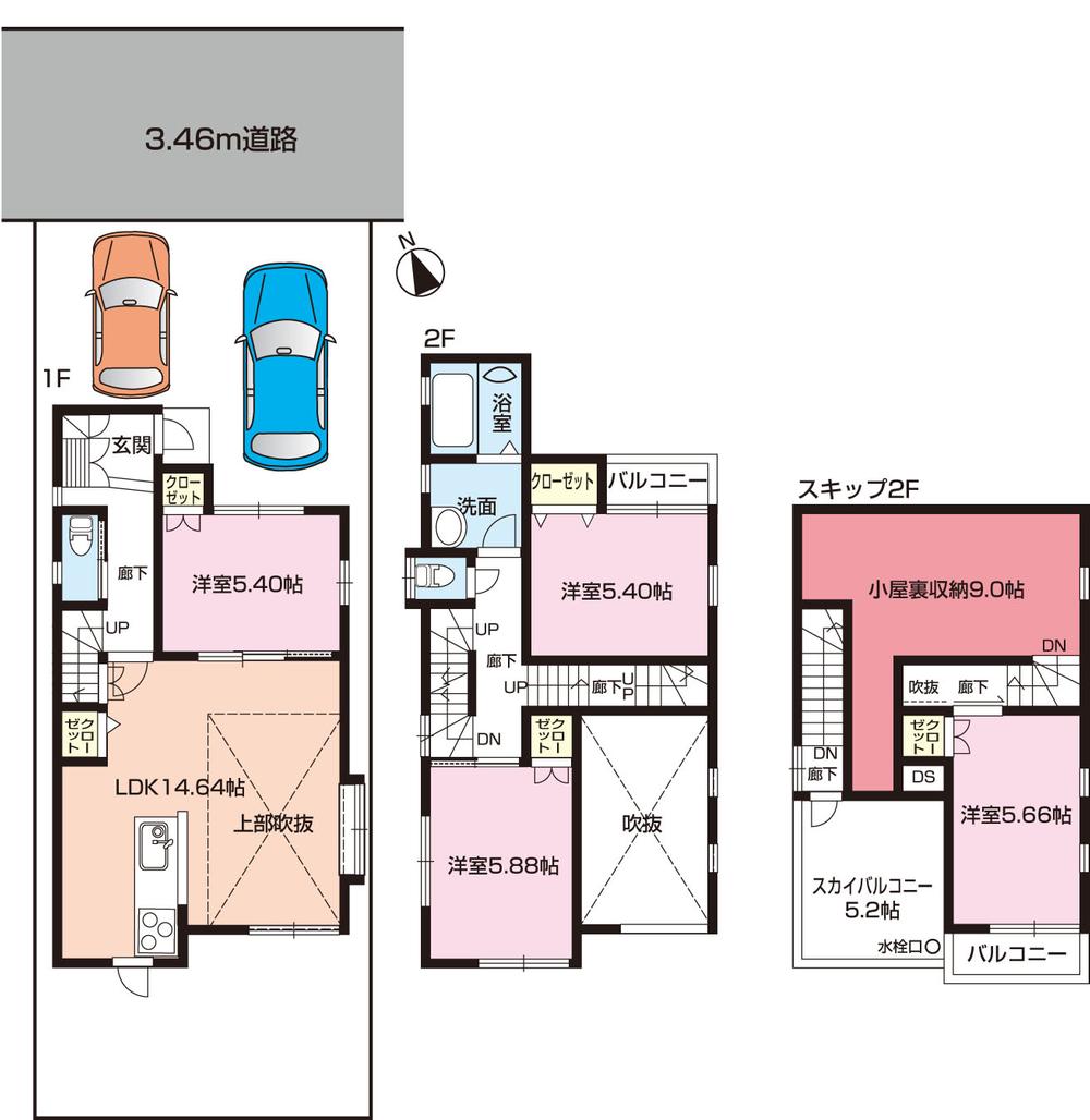 Compartment view + building plan example. Building plan example, Land price 23.6 million yen, Land area 100 sq m , Building price 17.2 million yen, Building area 94.32 sq m building plan building price 17.2 million yen, Building area   94.32 sq m