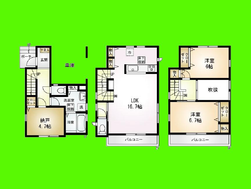 Floor plan. 28.8 million yen, 2LDK + S (storeroom), Land area 71.07 sq m , Building area 103.86 sq m