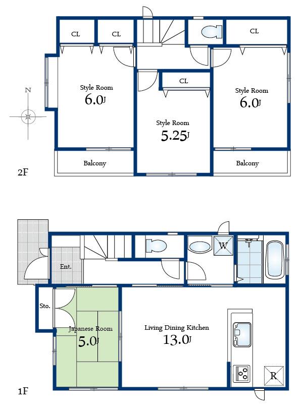 Floor plan. (1 Building), Price 34,800,000 yen, 4LDK, Land area 84.31 sq m , Building area 85.95 sq m
