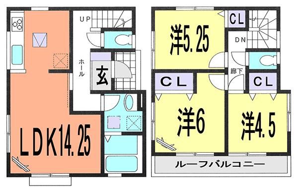 Floor plan. 33,800,000 yen, 3LDK, Land area 84.29 sq m , Building area 75.76 sq m