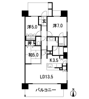 Floor: 3LDK + W, the occupied area: 77.45 sq m