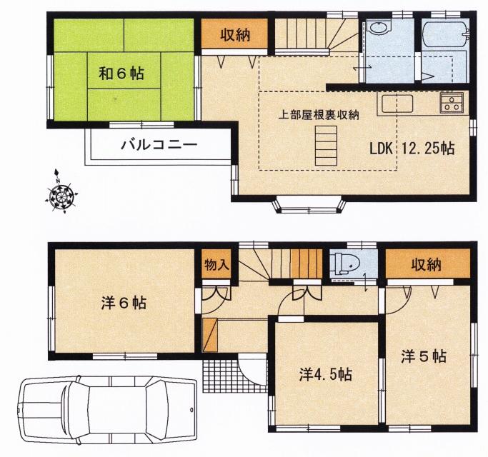 Floor plan. 26,800,000 yen, 4LDK, Land area 71.45 sq m , Building area 77 sq m