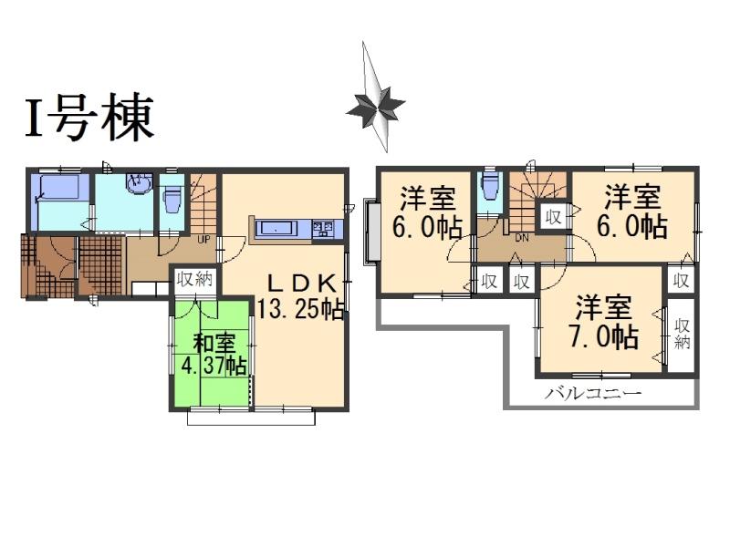 Floor plan. (I Building), Price 34,800,000 yen, 4LDK, Land area 85.62 sq m , Building area 90.05 sq m