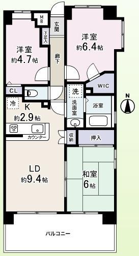 Floor plan. 3LDK, Price 25,800,000 yen, Occupied area 65.01 sq m , Beautiful dwelling unit of balcony area 14.07 sq m new renovation already!
