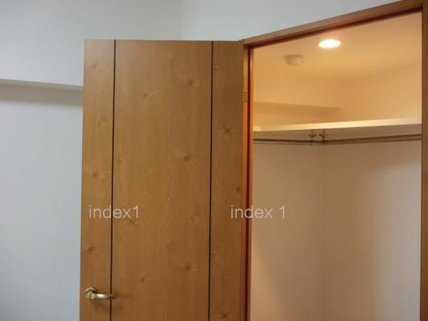 Receipt. Walk-in closet where clothes and accessories from entering plenty