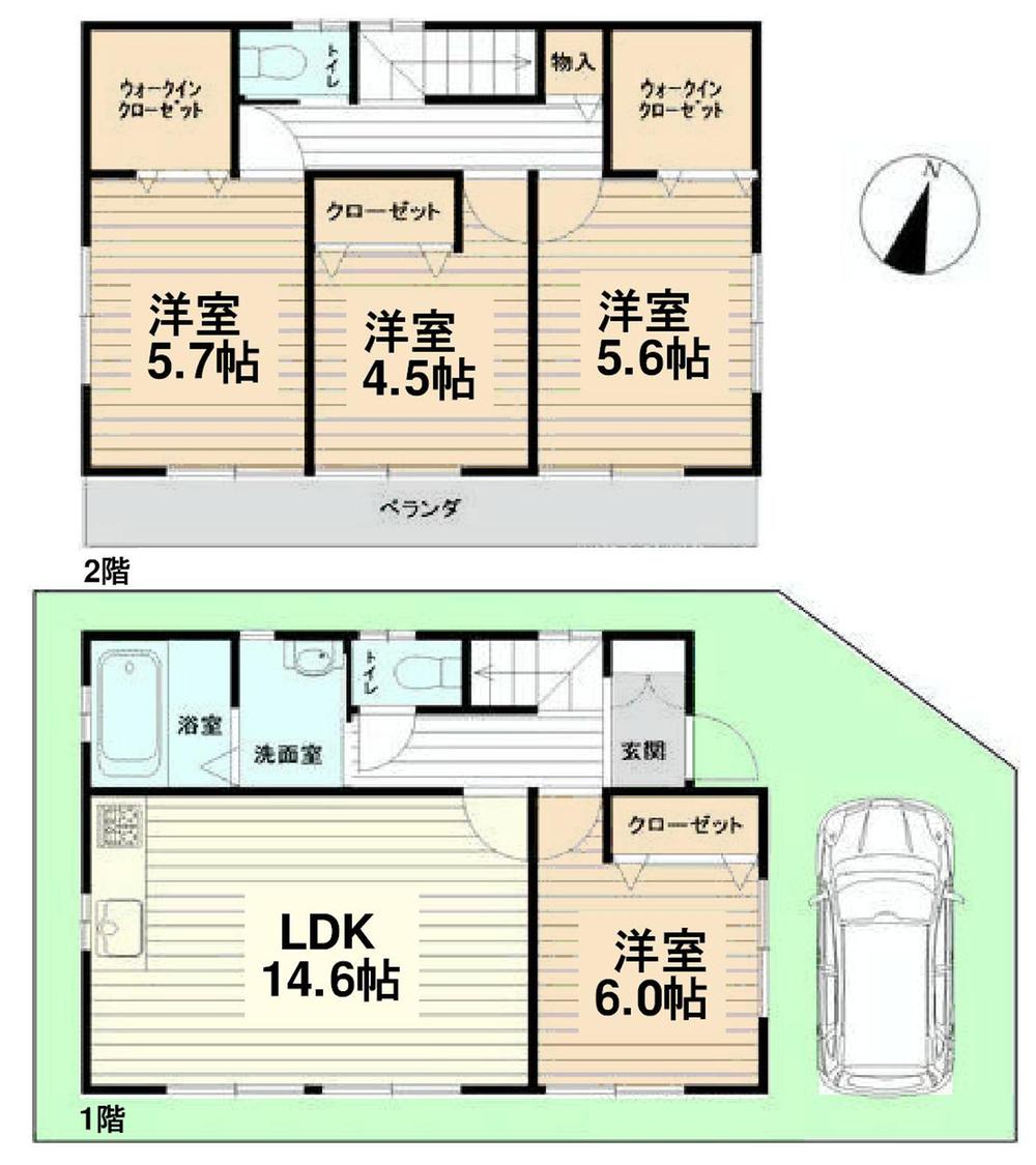 Floor plan. 26,300,000 yen, 4LDK, Land area 86.59 sq m , Building area 95.22 sq m