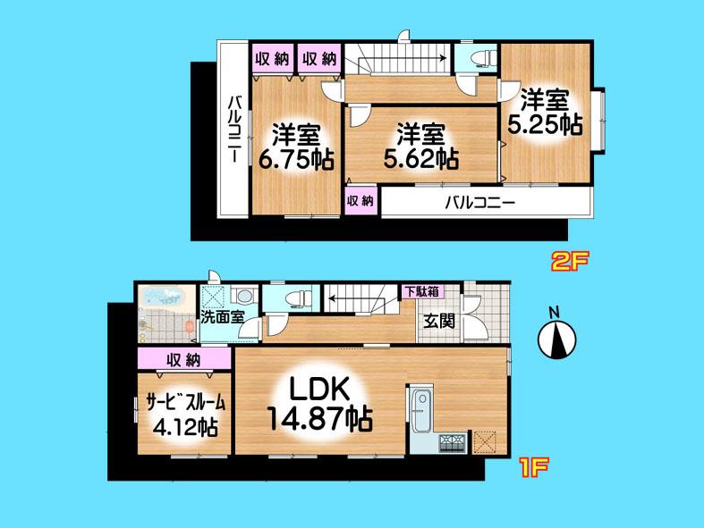 Floor plan. 38,900,000 yen, 4LDK, Land area 87.31 sq m , Building area 92.33 sq m  , Yes Car space ◆  Weekdays, It is possible your visit. Contact us, Free dial  [ 0120-40-4771 ]  Until. Nearby properties also will introduce Adachi. First, Please contact us