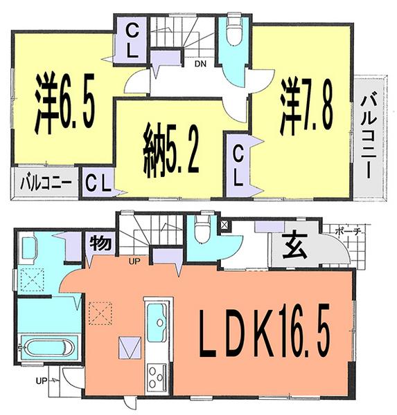 Floor plan. 31,800,000 yen, 2LDK + S (storeroom), Land area 84.31 sq m , Building area 82.59 sq m