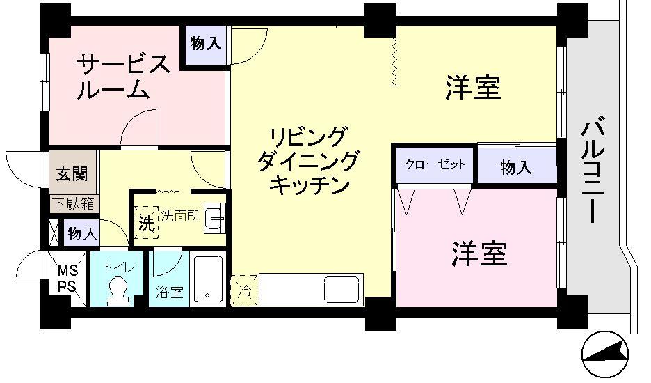Floor plan. 2LDK + S (storeroom), Price 12.8 million yen, Footprint 67.5 sq m , Balcony area 8.82 sq m