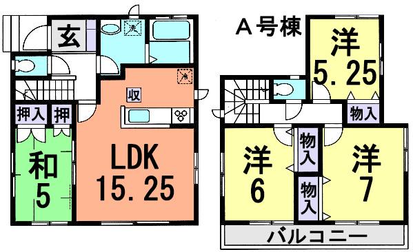 Floor plan. (A Building), Price 29,900,000 yen, 4LDK, Land area 88.04 sq m , Building area 92.73 sq m